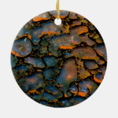 Oranje gezuiverd dinosaurusbot keramisch ornament (Achterkant)