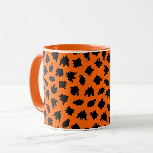 Oranje Ghost Elegant Halloween Mok (Voorkant links)