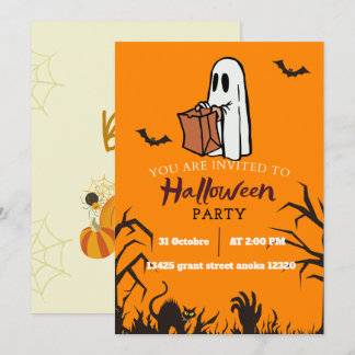 oranje Ghost Halloween Verjaardag Kaart