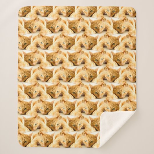 Oranje Ginger Cat Pattern Sherpa Deken (Voorkant)