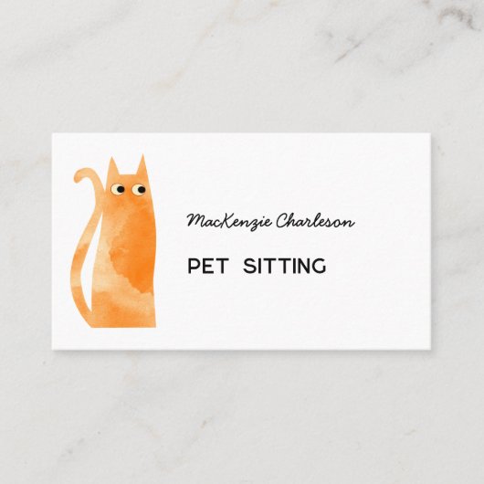 Oranje Ginger Cat Pet Sitting Visitekaartje (Voorkant)
