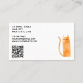 Oranje Ginger Cat QR Code Pet Services Visitekaartje (Achterkant)