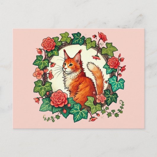 Oranje Ginger Maine Coon Cat Briefkaart (Voorkant)