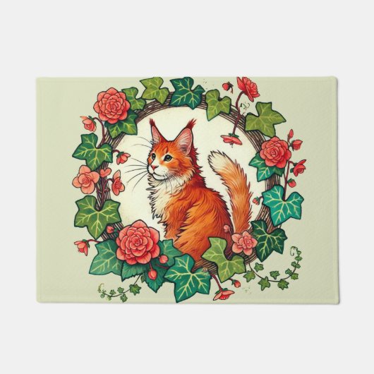 Oranje Ginger Maine Coon Cat Deurmat (Voorkant)