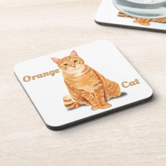 Oranje Ginger Tabby Cat gepersonaliseerd Bier Onderzetter (Linkerzijde)