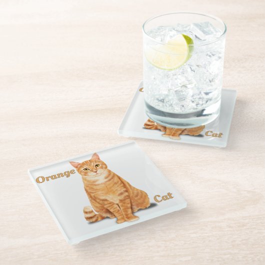 Oranje Ginger Tabby Cat gepersonaliseerd Glazen Onderzetter (Schuin)