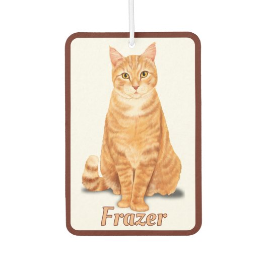 Oranje Ginger Tabby Cat gepersonaliseerd Luchtverfrisser (Voorkant)