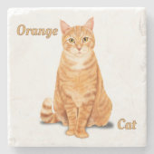 Oranje Ginger Tabby Cat gepersonaliseerd Stenen Onderzetter (Voorkant)