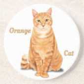 Oranje Ginger Tabby Cat gepersonaliseerd Zandsteen Onderzetter (Voorkant)