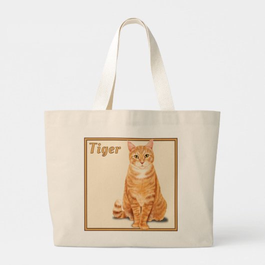 Oranje Ginger Tabby Tijgerkat Gepersonaliseerd Grote Tote Bag (Achterkant)