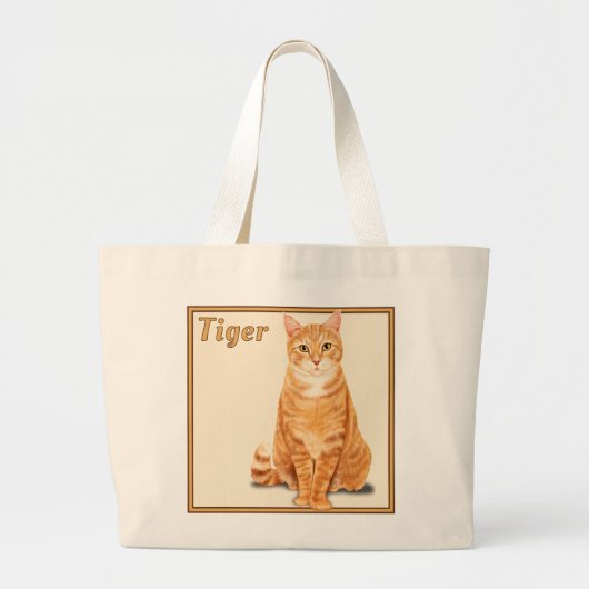 Oranje Ginger Tabby Tijgerkat Gepersonaliseerd Grote Tote Bag (Voorkant)