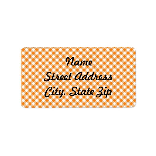 Oranje Gingham Achtergrond Adres Sticker (Voorkant)