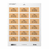 Oranje Gingham Achtergrond Adres Sticker (Full Sheet)