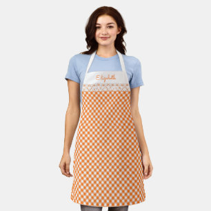 Oranje Gingham All-Over Print Apron Schort