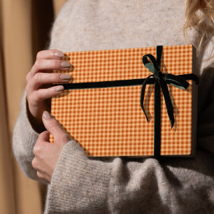 Oranje Gingham Autumn Wrapping Paper Cadeaupapier