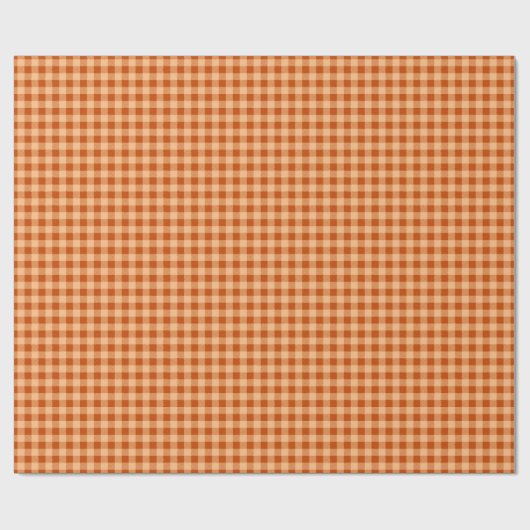 Oranje Gingham Autumn Wrapping Paper Cadeaupapier (Vlak)
