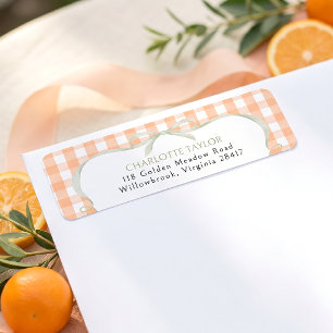 Oranje Gingham Baby Shower Etiket