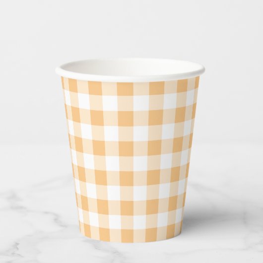 Oranje Gingham-baby shower Papieren Bekers (Voorkant)
