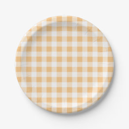 Oranje Gingham-baby shower Papieren Bordje