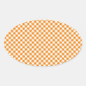 Oranje Gingham Background Oval Sticker (Voorkant)