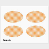 Oranje Gingham Background Oval Sticker (Vel)