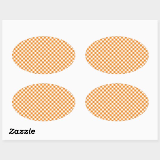 Oranje Gingham Background Oval Sticker (Vel)