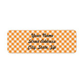 Oranje Gingham Background Return Address Sticker (Voorkant)