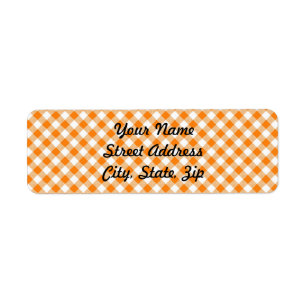 Oranje Gingham Background Return Address Sticker