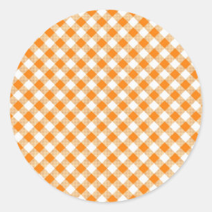 Oranje Gingham Background Round Sticker
