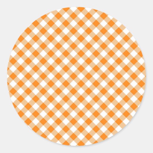 Oranje Gingham Background Round Sticker (Voorkant)
