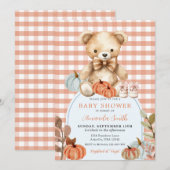 Oranje Gingham Beer Pompoen Schoenen Baby shower Kaart (Voorkant / Achterkant)