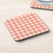 Oranje gingham bier onderzetter (Linkerzijde)