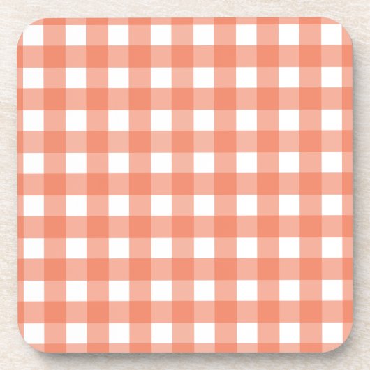 Oranje gingham bier onderzetter (Voorkant)