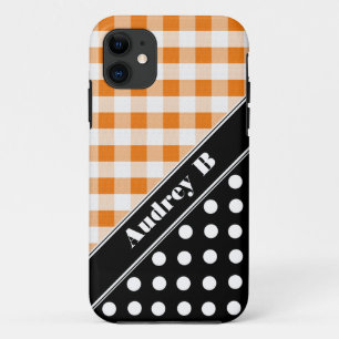 Oranje Gingham Black Polka Dot iPhone 5 Hoesje