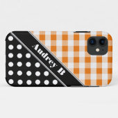Oranje Gingham Black Polka Dot iPhone 5 Hoesje (Achterkant (horizontaal))