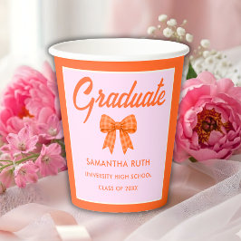 Oranje Gingham Boog Afstudeerfeest Papieren Bekers