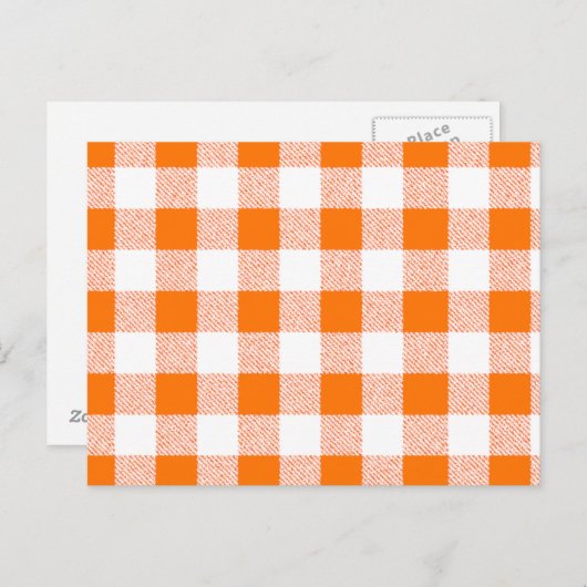 Oranje Gingham Check Pattern Briefkaart (Voorkant / Achterkant)
