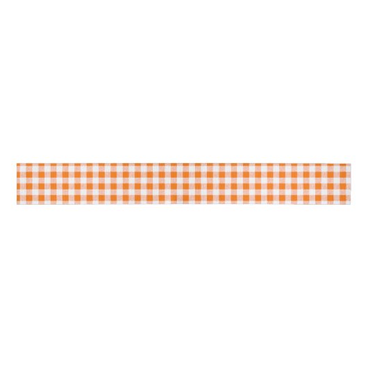 Oranje Gingham Check Pattern Grosgrain Lint (Voorkant)