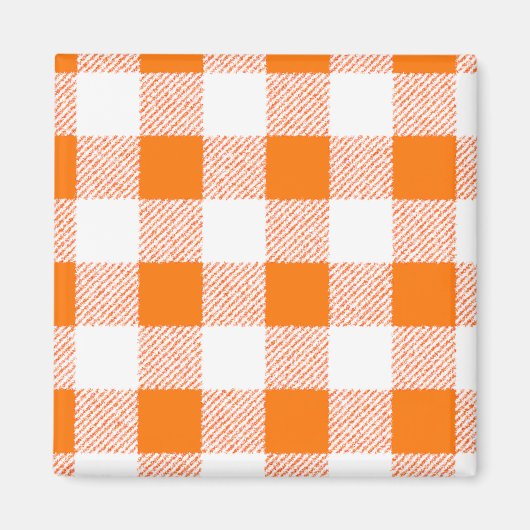 Oranje Gingham Check Pattern Magneet (Voorkant)