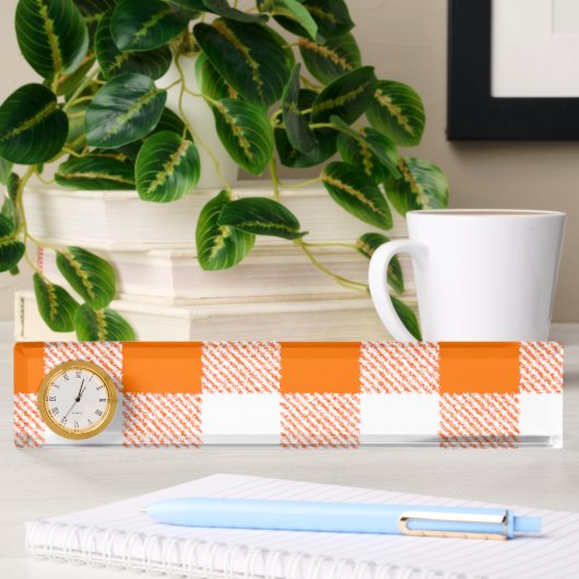 Oranje Gingham Check Pattern Naambordje