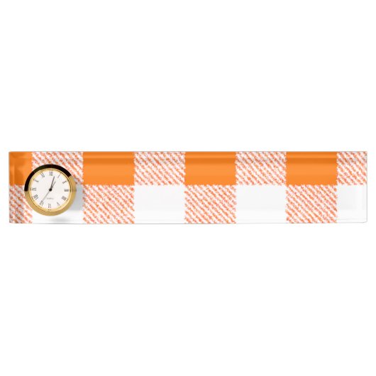 Oranje Gingham Check Pattern Naambordje (Voorkant)