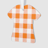 Oranje Gingham Check Pattern Ornament (voorkant)