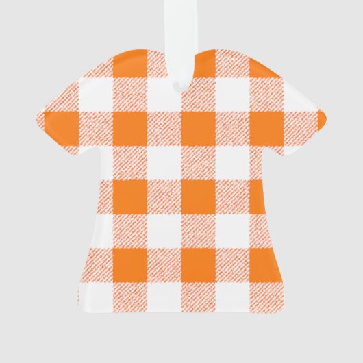 Oranje Gingham Check Pattern Ornament (achterkant)