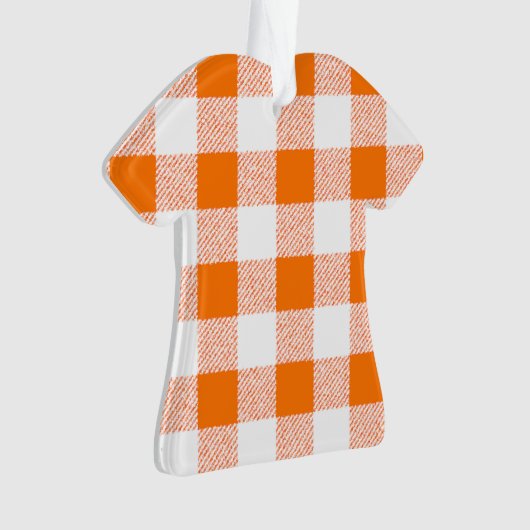 Oranje Gingham Check Pattern Ornament (voorkant)