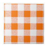 Oranje Gingham Check Pattern Tegeltje (Voorkant)