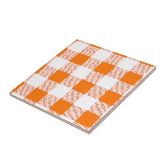 Oranje Gingham Check Pattern Tegeltje (Zijkant)