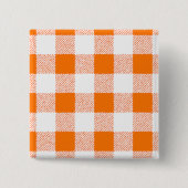 Oranje Gingham Check Pattern Vierkante Button 5,1 Cm (Voorkant)