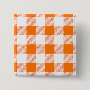 Oranje Gingham Check Pattern Vierkante Button 5,1 Cm