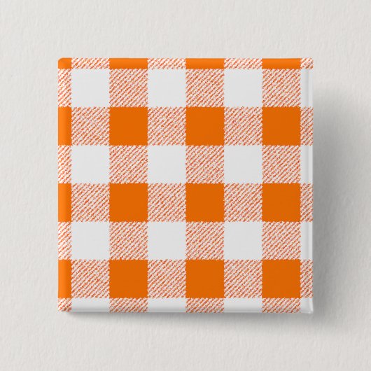 Oranje Gingham Check Pattern Vierkante Button 5,1 Cm (Voorkant)