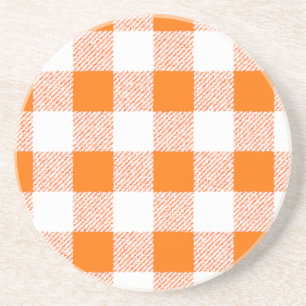 Oranje Gingham Check Pattern Zandsteen Onderzetter
